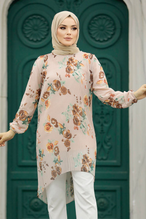 Neva Style - Beige Modest Tunic 91236BEJ - Thumbnail