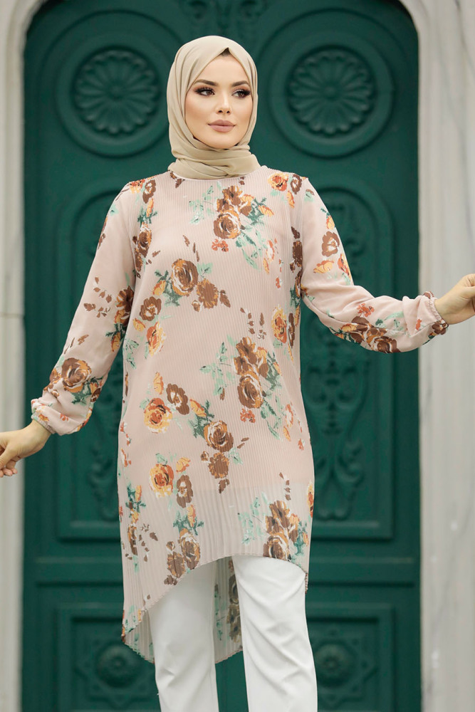 Beige Modest Tunic 91236BEJ - 2