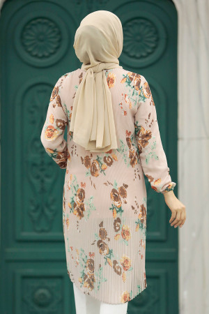 Neva Style - Beige Modest Tunic 91236BEJ - Thumbnail