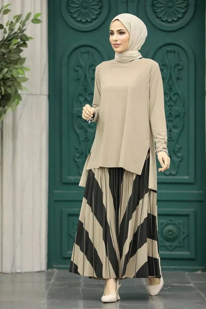 Beige Muslim Dual Suit 41741BEJ - 1