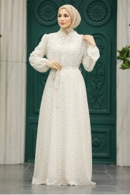 Neva Style - Beige Muslim Long Dress Style 279084BEJ - Thumbnail