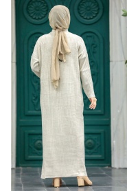 Neva Style - Beige Muslim Long Knitwear Dress Style 34150BEJ - Thumbnail