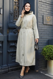 Neva Style - Beige Muslim Trench Coat 5941BEJ - Thumbnail