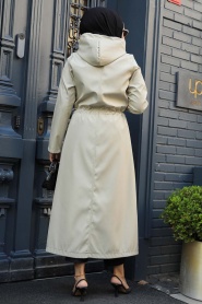 Neva Style - Beige Muslim Trench Coat 5941BEJ - Thumbnail