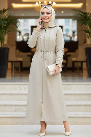 Beige Muslim Trench Coat 5941BEJ - 1