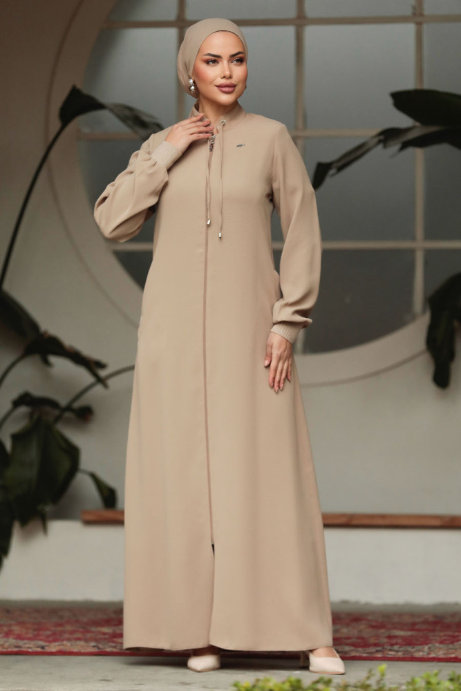 Beige Muslim Turkish Abaya 20036BEJ - 2