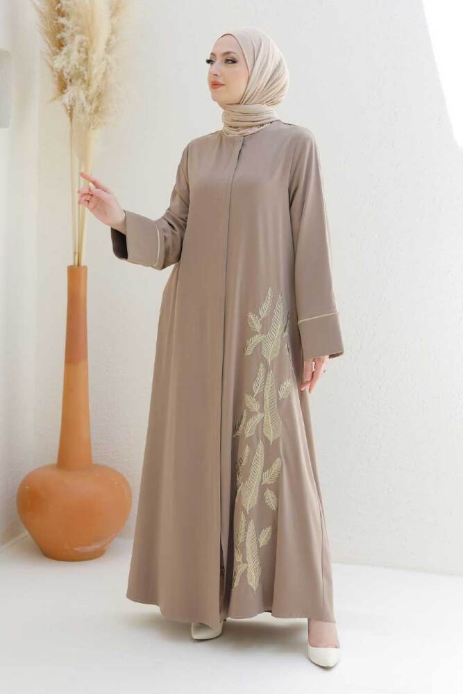 Neva Style - Beige Muslim Turkish Abaya 357100BEJ - 1