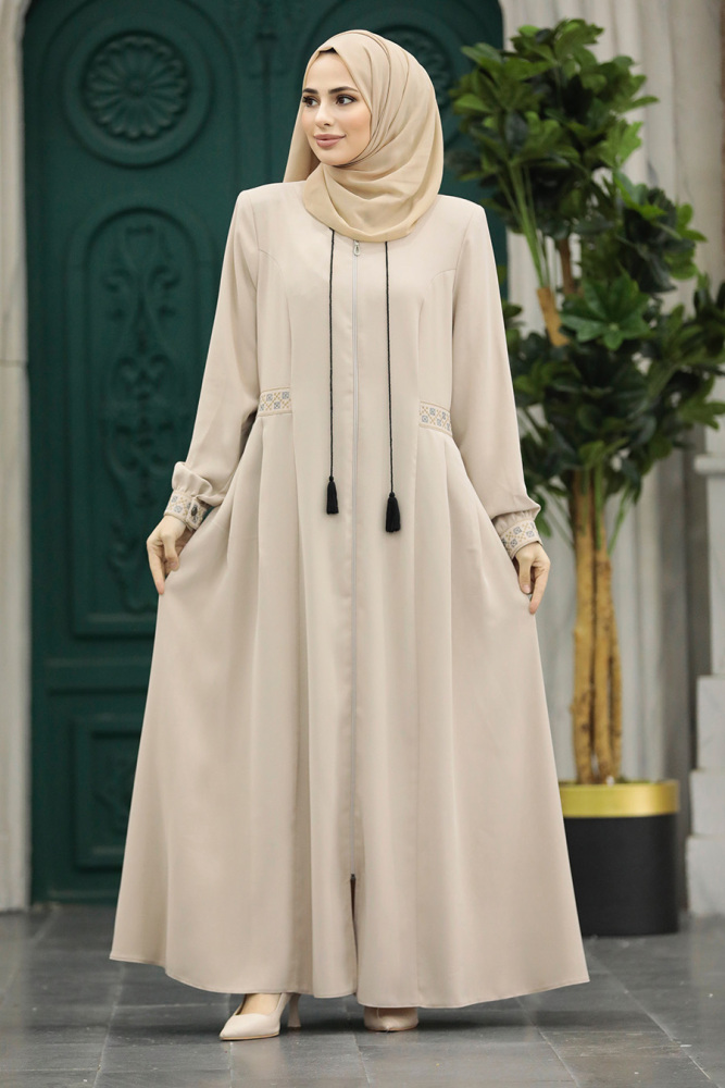 Beige Muslim Turkish Abaya 619BEJ - 3