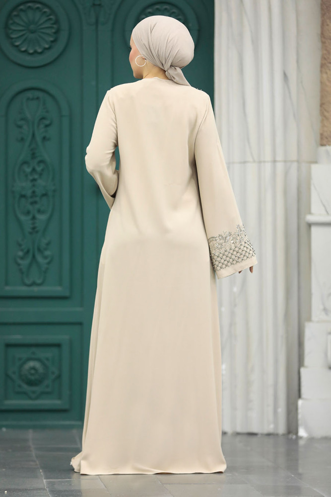 Beige Plus Size Abaya 20057BEJ - 7