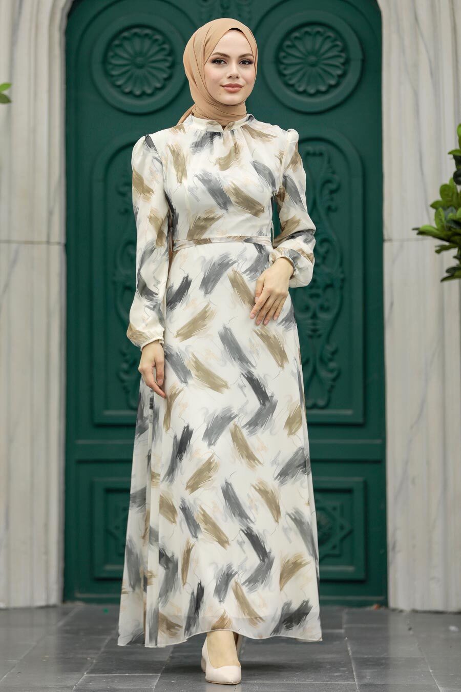 Neva Style - Beige Plus Size Dress 27930BEJ