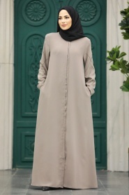 Neva Style - Beige Plus Size Turkish Abaya 625BEJ - Thumbnail