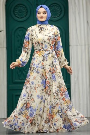 Neva Style - Beige Women Dress 30057BEJ - Thumbnail