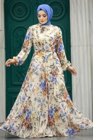 Neva Style - Beige Women Dress 30057BEJ - Thumbnail