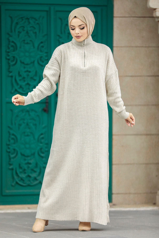 Beige Women Knitwear Dress 34310BEJ - 2