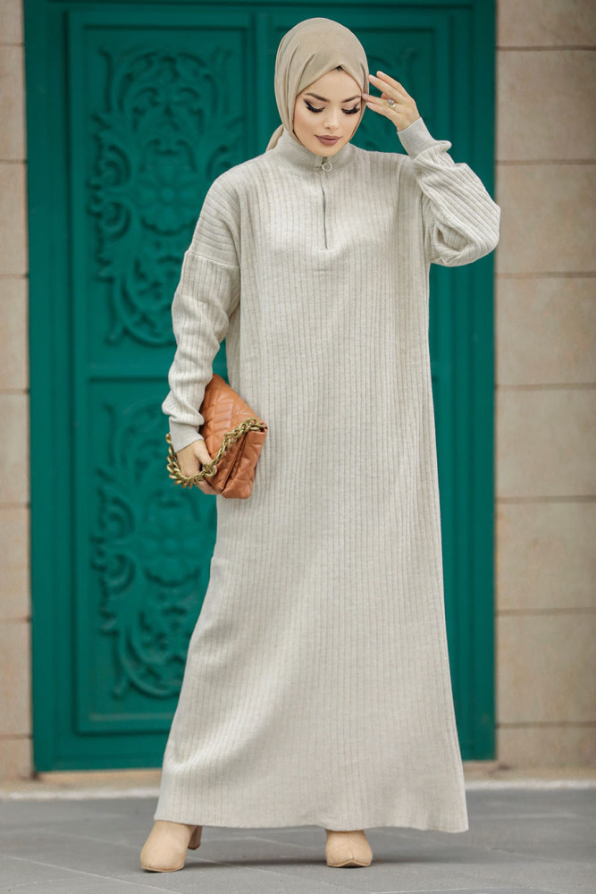 Beige Women Knitwear Dress 34310BEJ - 3