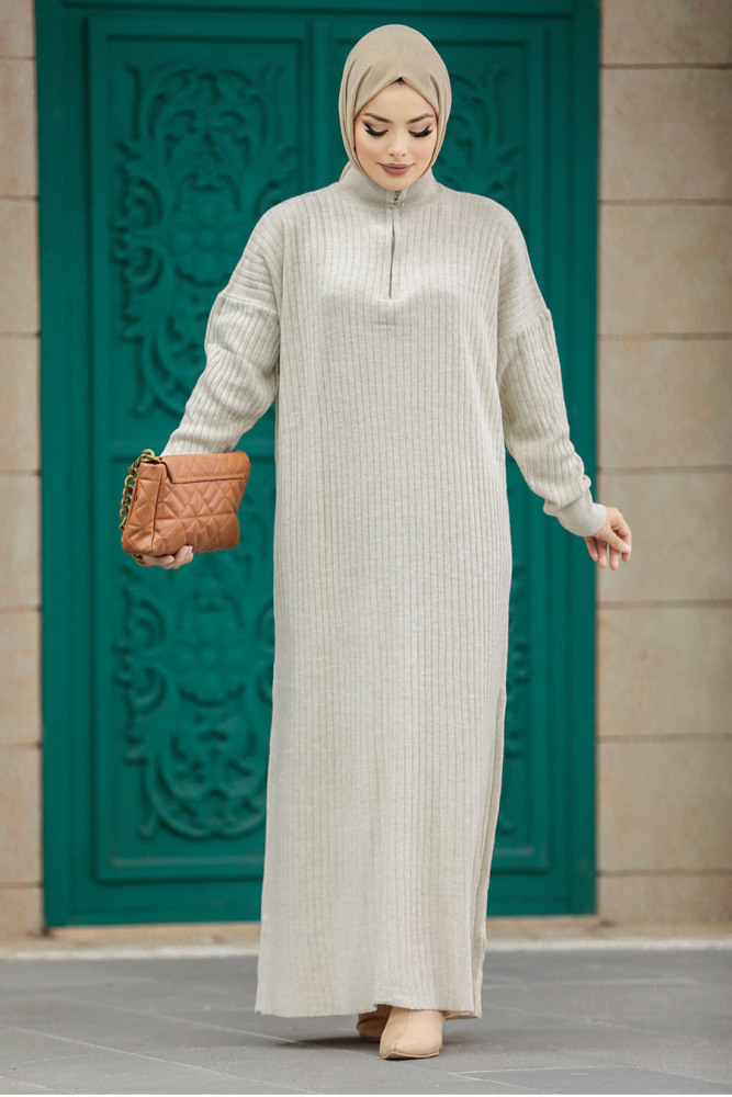 Beige Women Knitwear Dress 34310BEJ - 4