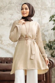 Neva Style - Beige Women Tunic 41221BEJ - Thumbnail