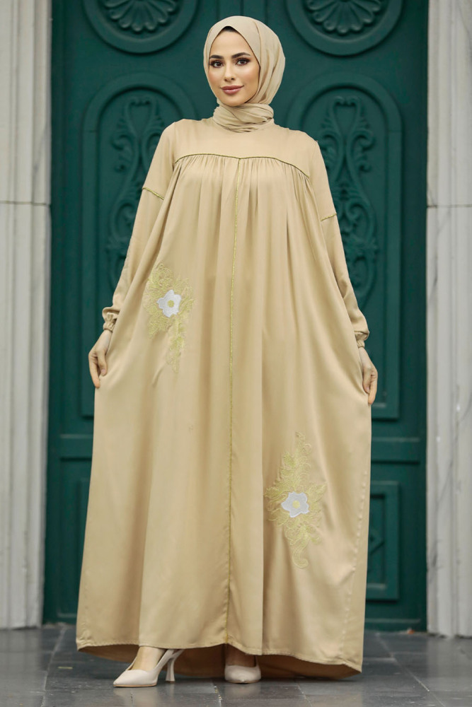 Bej Muslim Dress 8999BEJ - 1