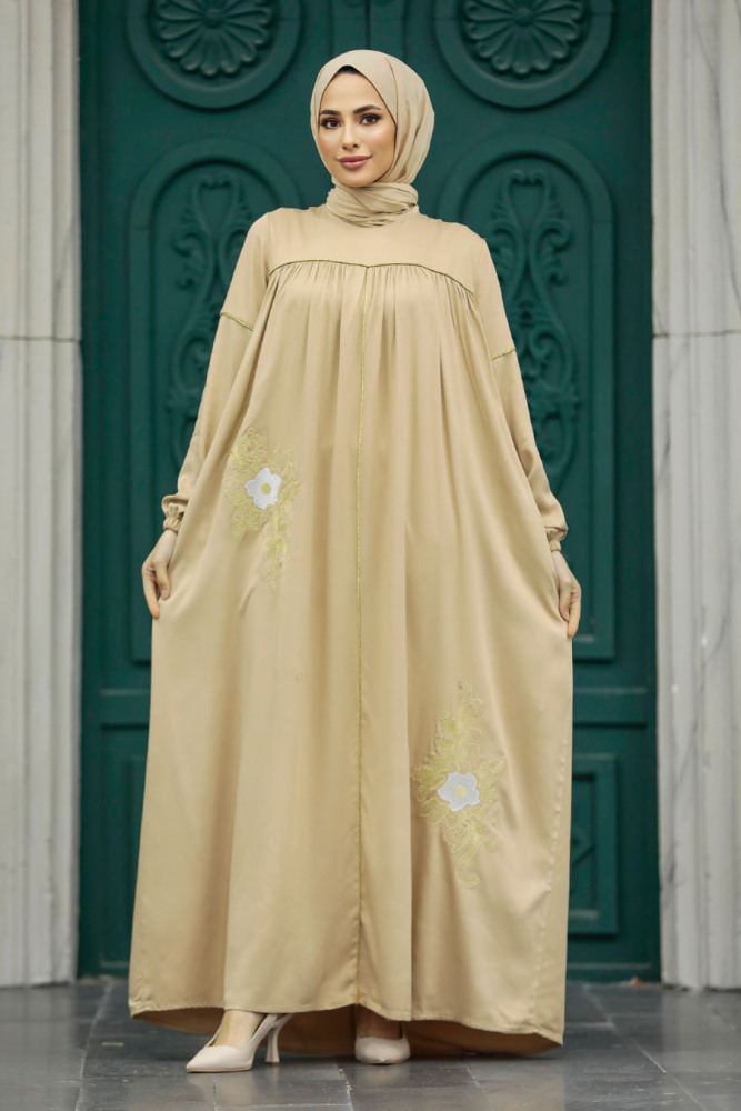 Bej Muslim Dress 8999BEJ - 3