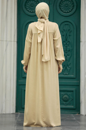 Bej Muslim Dress 8999BEJ - 4