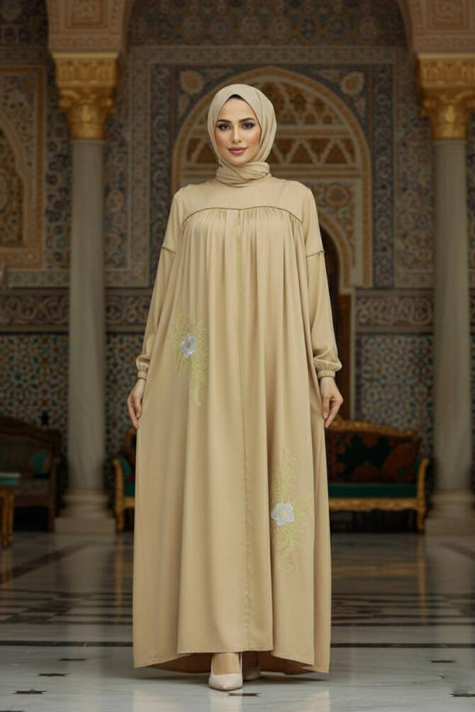 Bej Muslim Dress 8999BEJ - 1