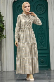 Neva Style - Bej Tesettür Elbise 2702BEJ - Thumbnail