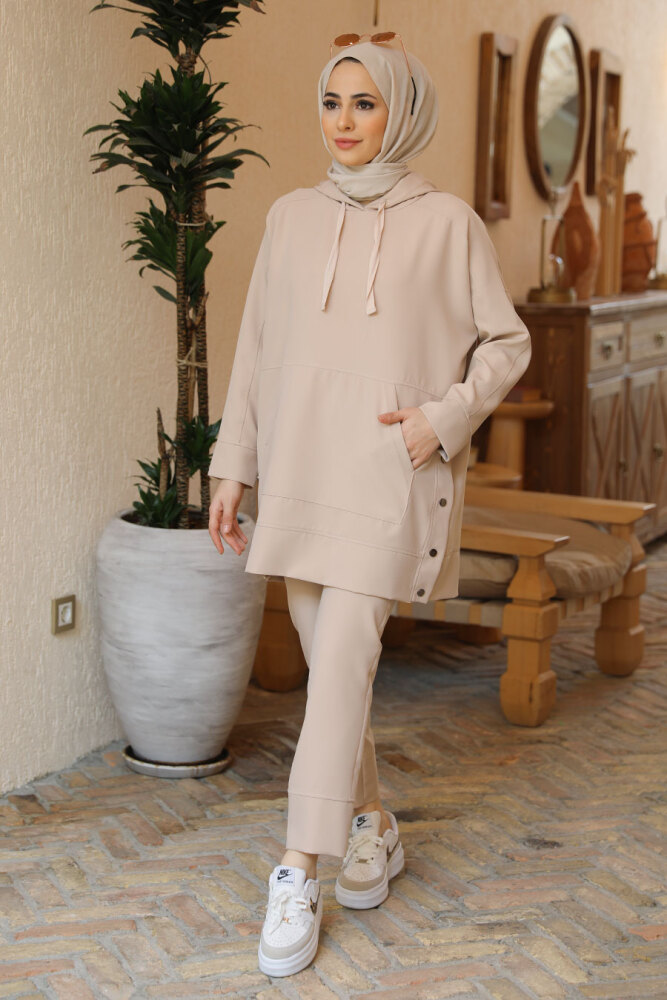 Neva Style - Bej Tesettür İkili Takım 21039BEJ - 2