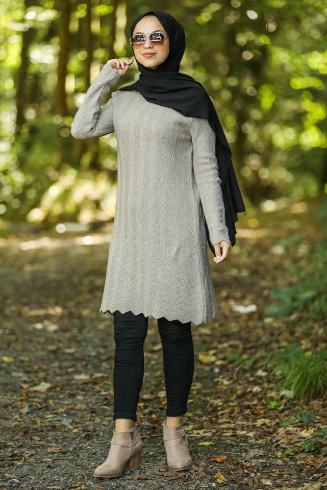 Neva Style - Bej Tesettür Triko 14714BEJ - 1