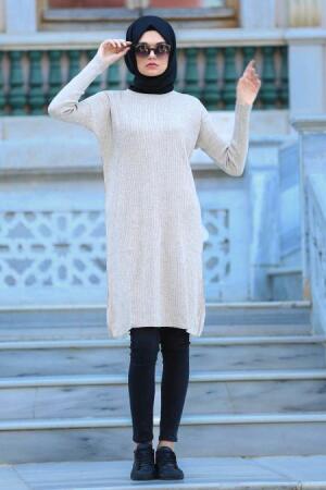 Neva Style - Bej Tesettür Triko Tunik 3533BEJ - 1