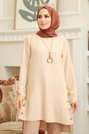 Neva Style - Bej Tesettür Tunik 4044BEJ - 1