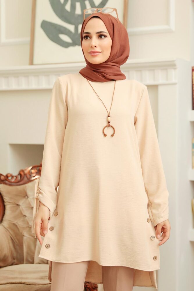 Neva Style - Bej Tesettür Tunik 4044BEJ - 1