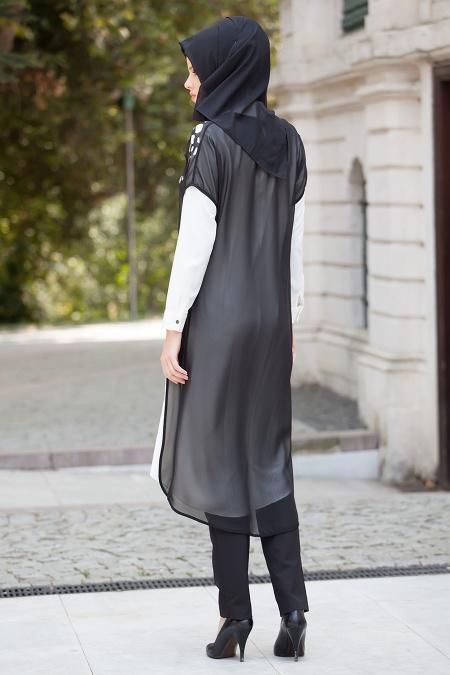 Neva Style - Beyaz / Siyah Tunik - 3