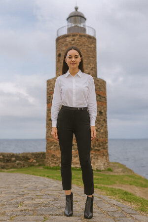 Neva Style - Dar Paça Siyah Tesettür Pantolon 1052S - 1