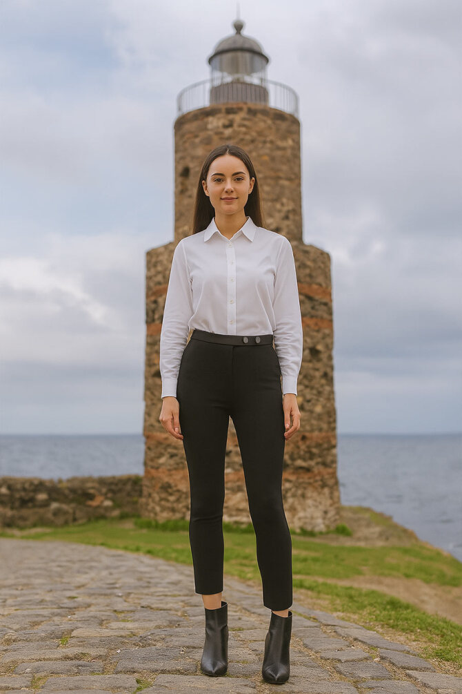 Neva Style - Dar Paça Siyah Tesettür Pantolon 1052S - 1