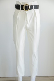 Neva Style - Beyaz Tesettür Pantolon 10681B - Thumbnail