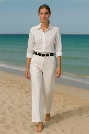 Neva Style - Beyaz Tesettür Pantolon 1087B - 1