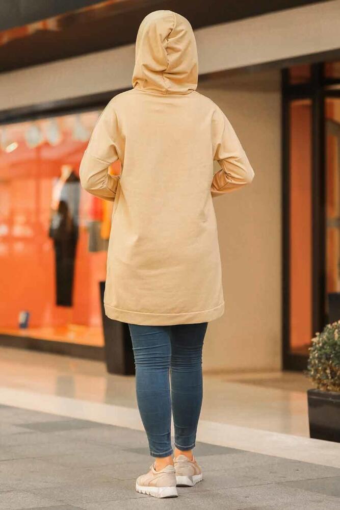 Neva Style - Biscuit Color Hijab Sweatshirt & Tunic 41371BS - 2