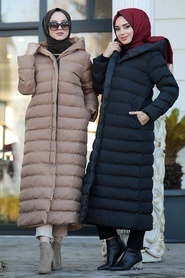 Neva Style - Biscuit Color İnflatable Coat 2514BS - Thumbnail