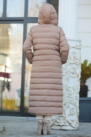 Neva Style - Biscuit Color İnflatable Coat 2514BS - Thumbnail