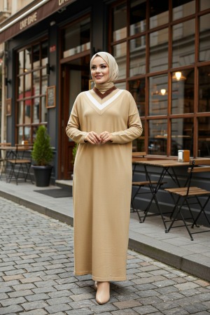 Biscuit Hijab For Women Mercerized Dress 10149BS - NEVA STYLE