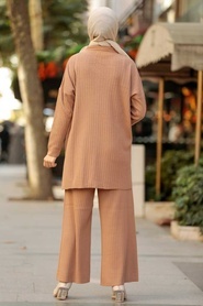 Neva Style - Biscuit Hijab Knitwear Dual Dress 33860BS - Thumbnail