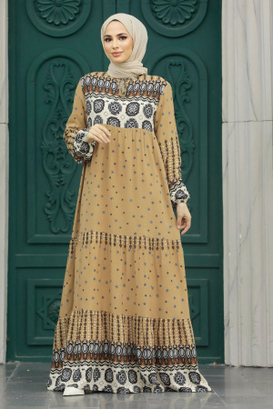 Biscuit Hijab Maxi Dress 50094BS - 3