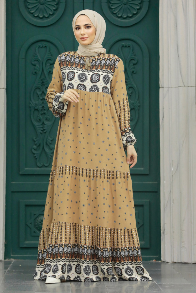 Biscuit Hijab Maxi Dress 50094BS - 3