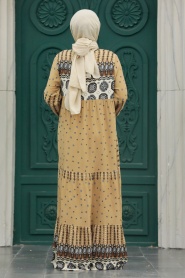 Neva Style - Biscuit Hijab Maxi Dress 50094BS - Thumbnail