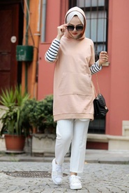 Neva Style - Biscuit Hijab Sweat & Tunique 4212BS - Thumbnail