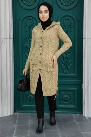 Neva Style - Biscuit Hijab Tricot Cardigan 70710BS - Thumbnail