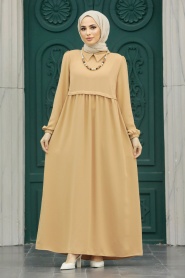 Neva Style - Biscuit Hijab Turkish Dress 414BS - Thumbnail