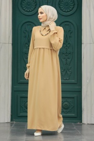 Neva Style - Biscuit Hijab Turkish Dress 414BS - Thumbnail