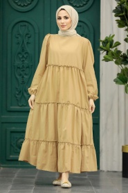 Neva Style - Biscuit Hijab Turkish Dress 57342BS - Thumbnail