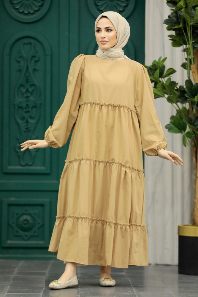 Biscuit Hijab Turkish Dress 57342BS - 2